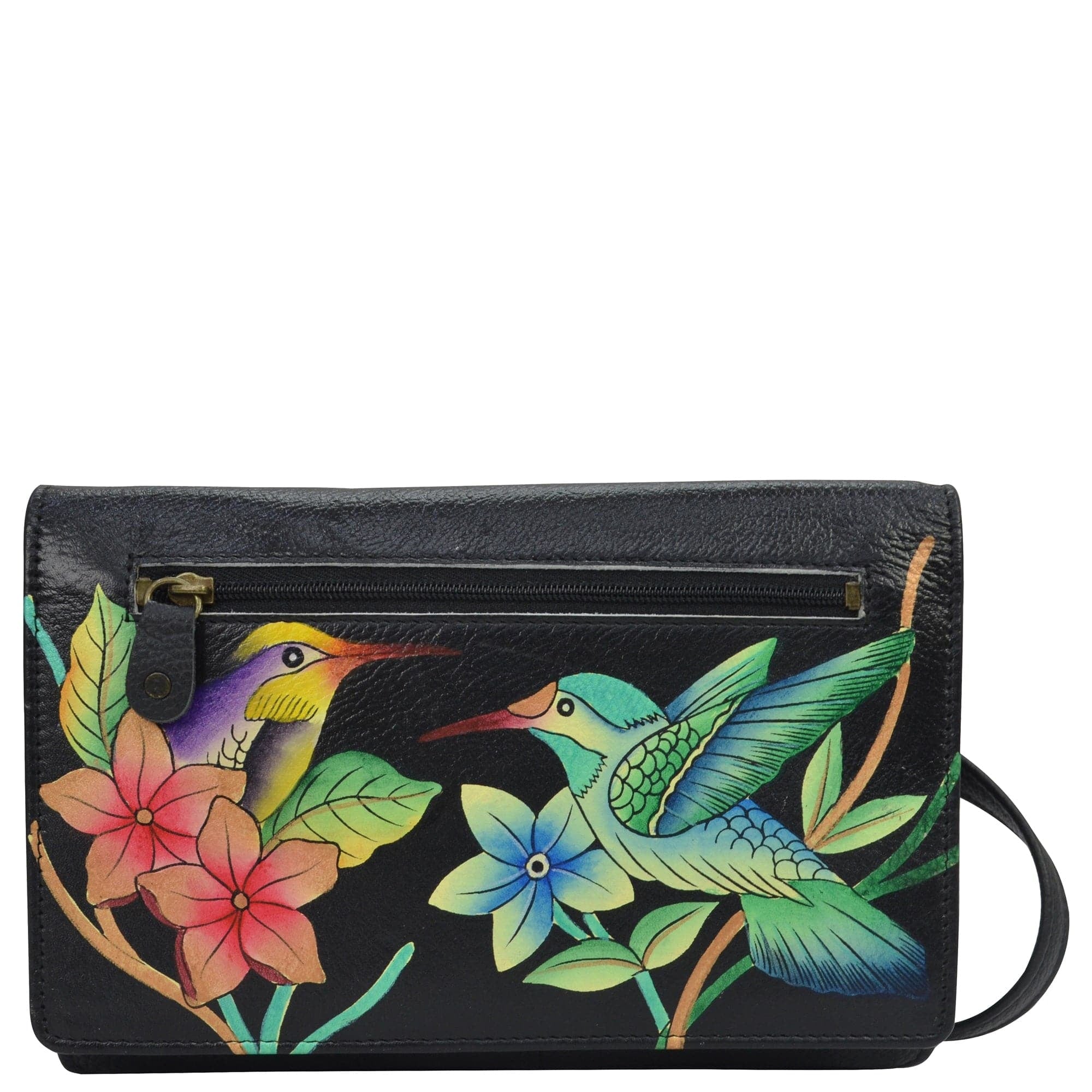 Birds in Paradise Black Organizer Wallet On a String - 1834