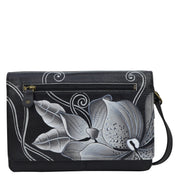 Midnight Floral Black Organizer Wallet On a String - 1834