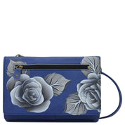 Romantic Rose Blue Organizer Wallet On a String - 1834