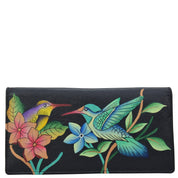 Birds in Paradise Black Two-Fold Clutch Wallet - 1871