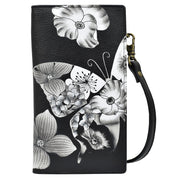 Butterfly Mosaic Black Phone Wallet Organizer Crossbody - 1895