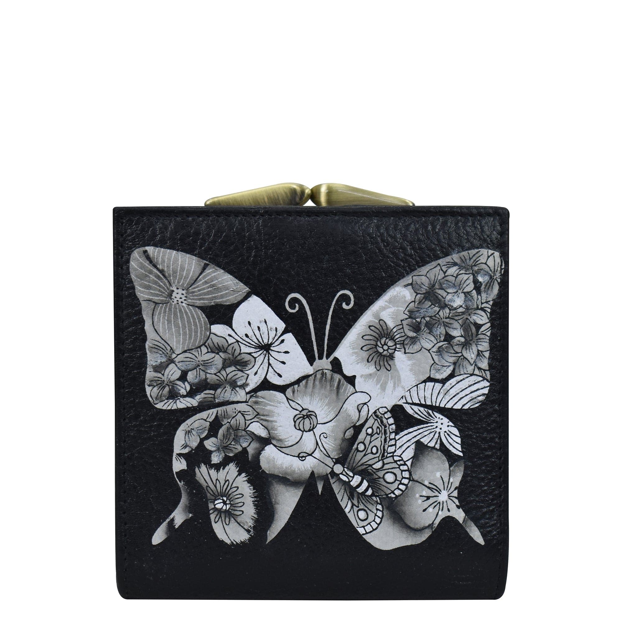 Butterfly Mosaic Black Two fold wallet w/clasp coin pocket - 1912