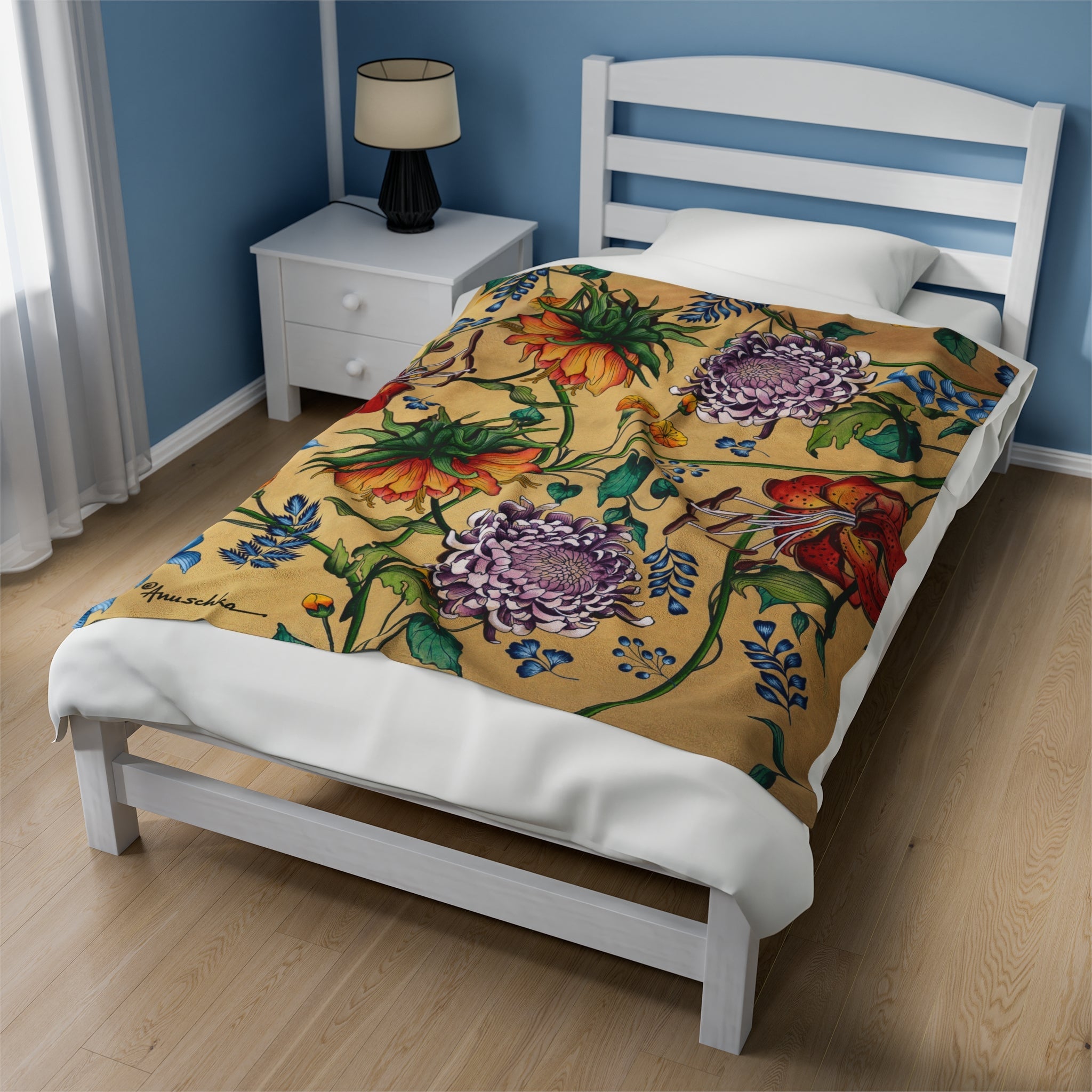 Caribbean Garden Velveteen Plush Blanket