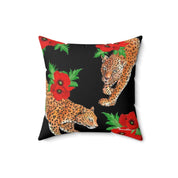 Enigmatic Leopard Polyester Square Pillow