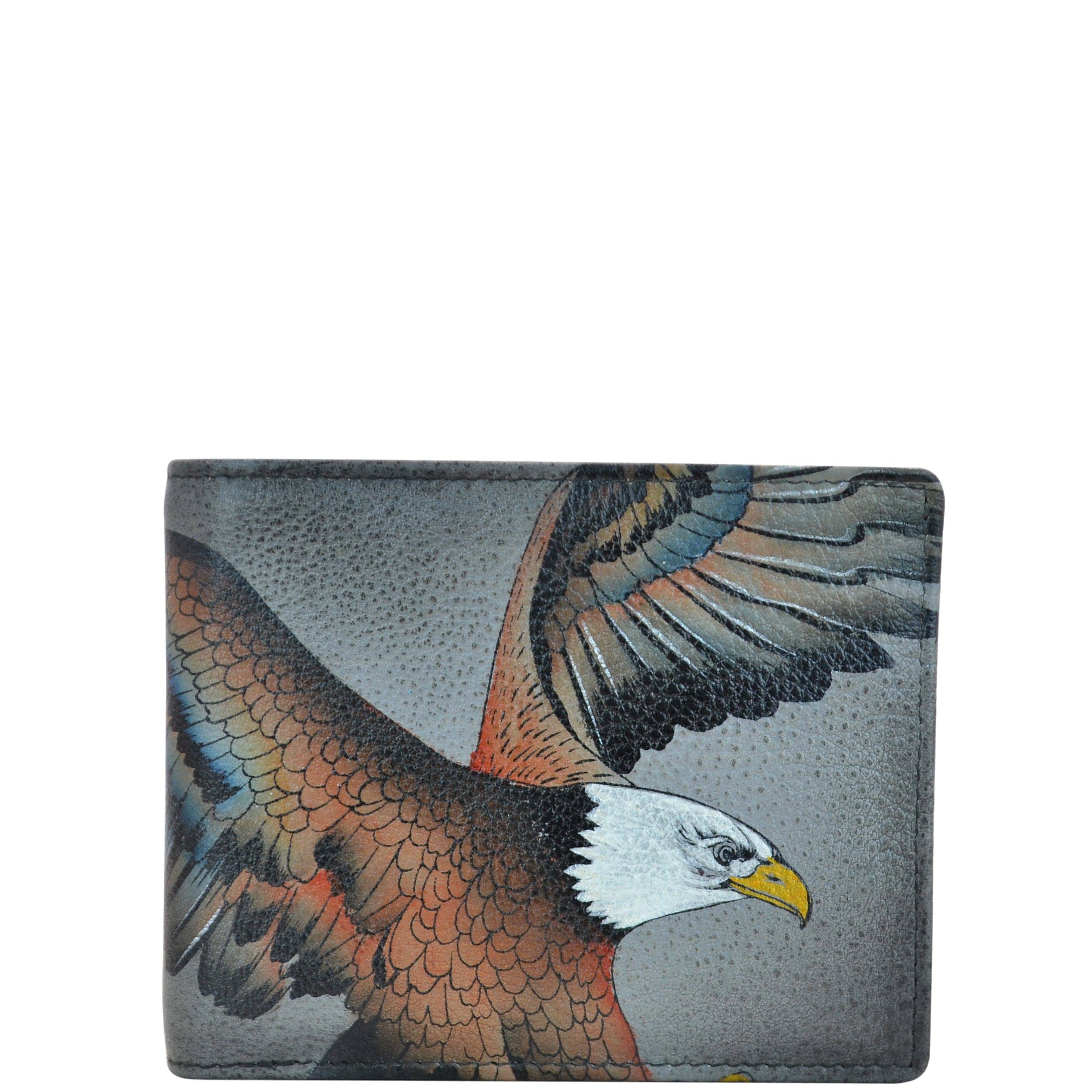 Anuschka Style 3000, handpainted Two Fold Men's Wallet. American Eagle painting