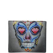 Anuschka Style 3001, handpainted Two Fold Organizer Men's Wallet. Calaveras de Azúcar painting