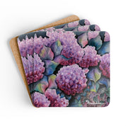 Hypnotic Hydrangeas Corkwood Coaster Set