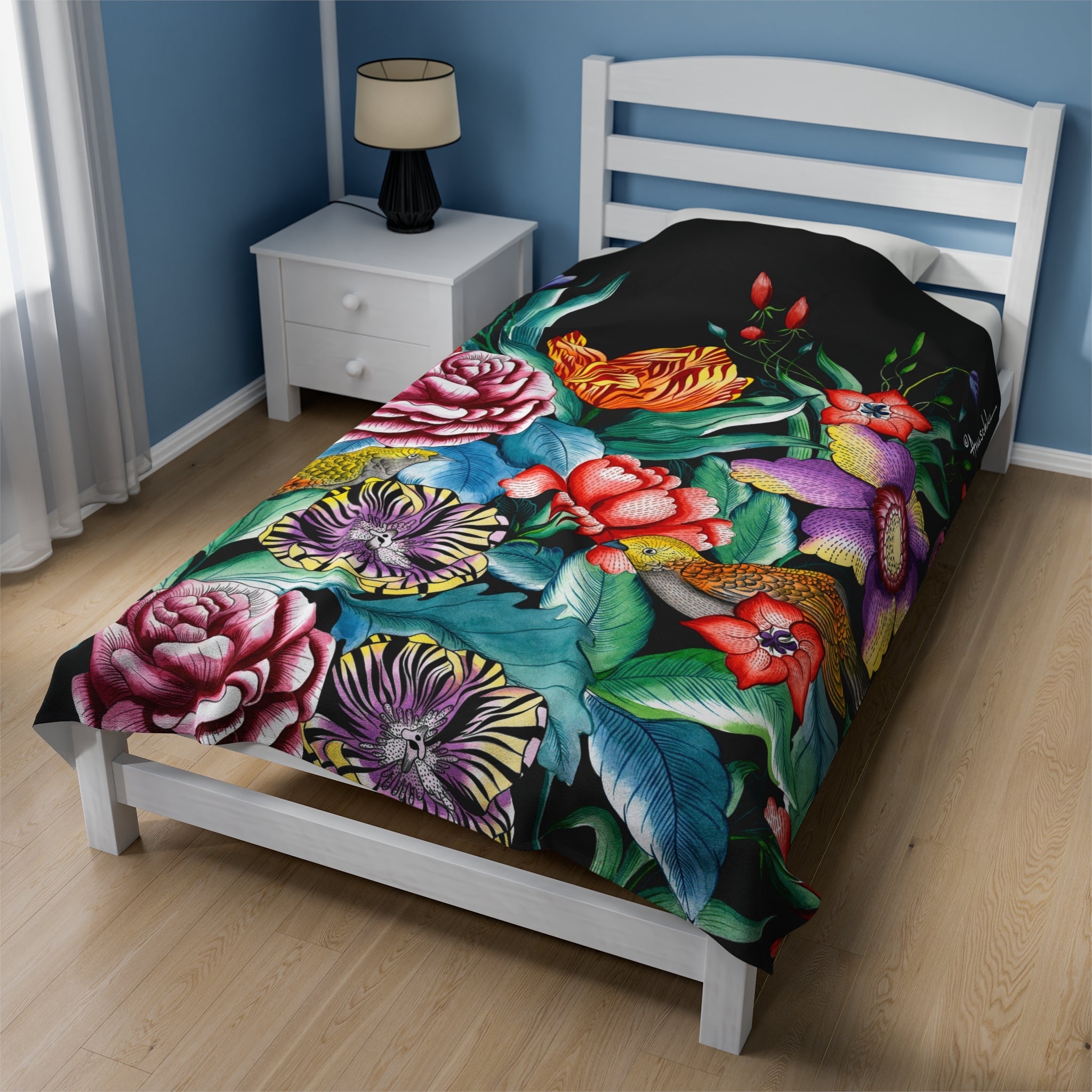 Vintage Bouquet Velveteen Plush Blanket