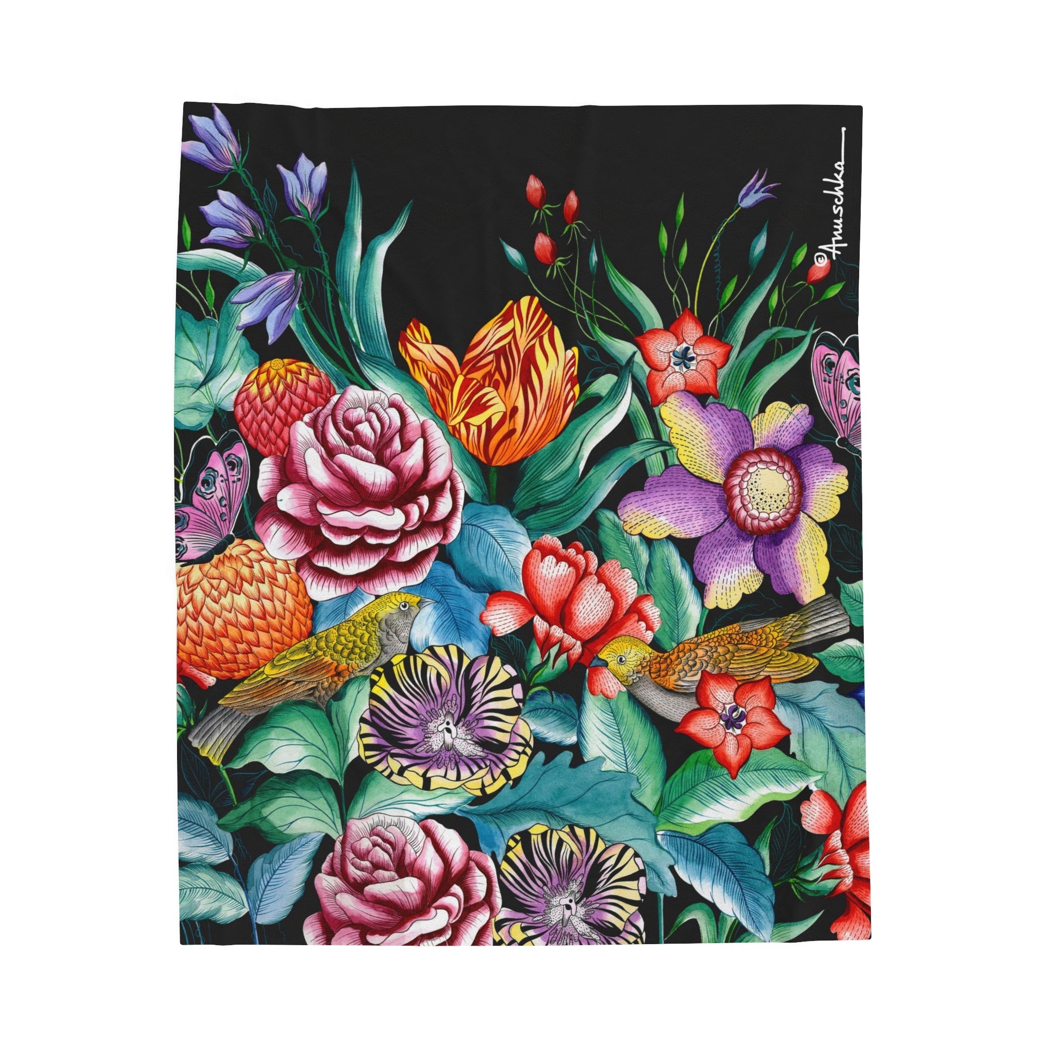Vintage Bouquet Velveteen Plush Blanket