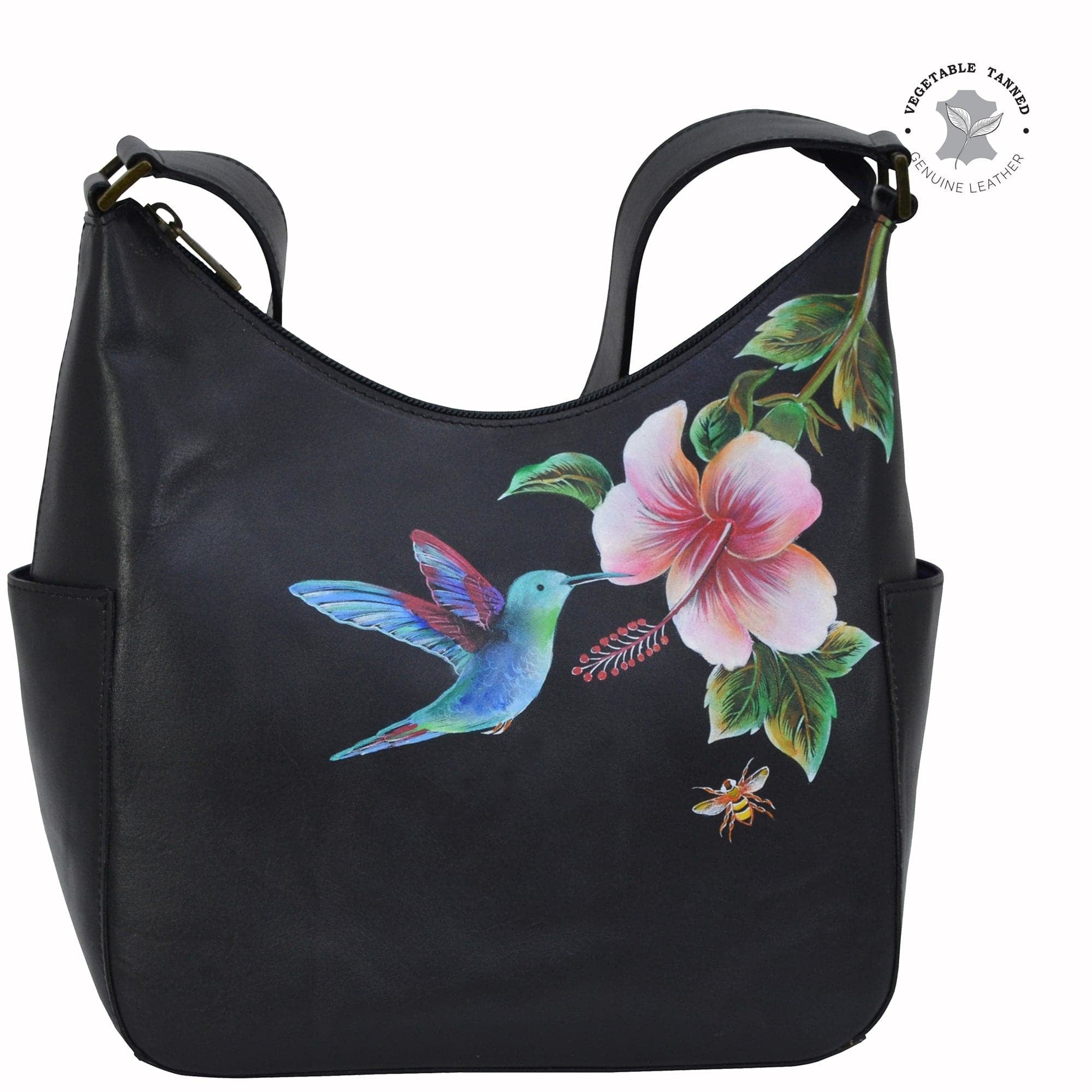 Hummingbird Black Classic Hobo With Side Pockets - 382