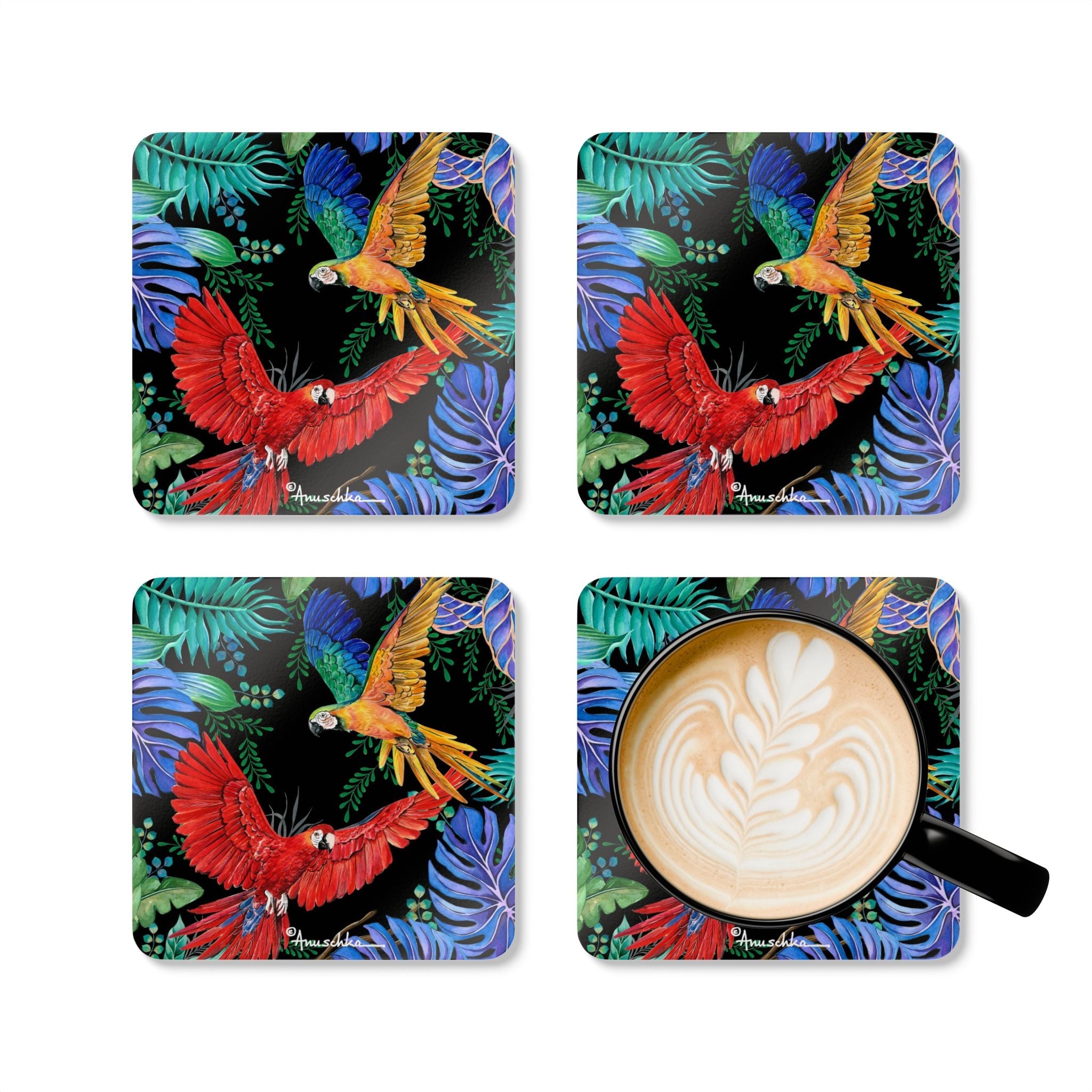 Rainforest Beauties Corkwood Coaster Set