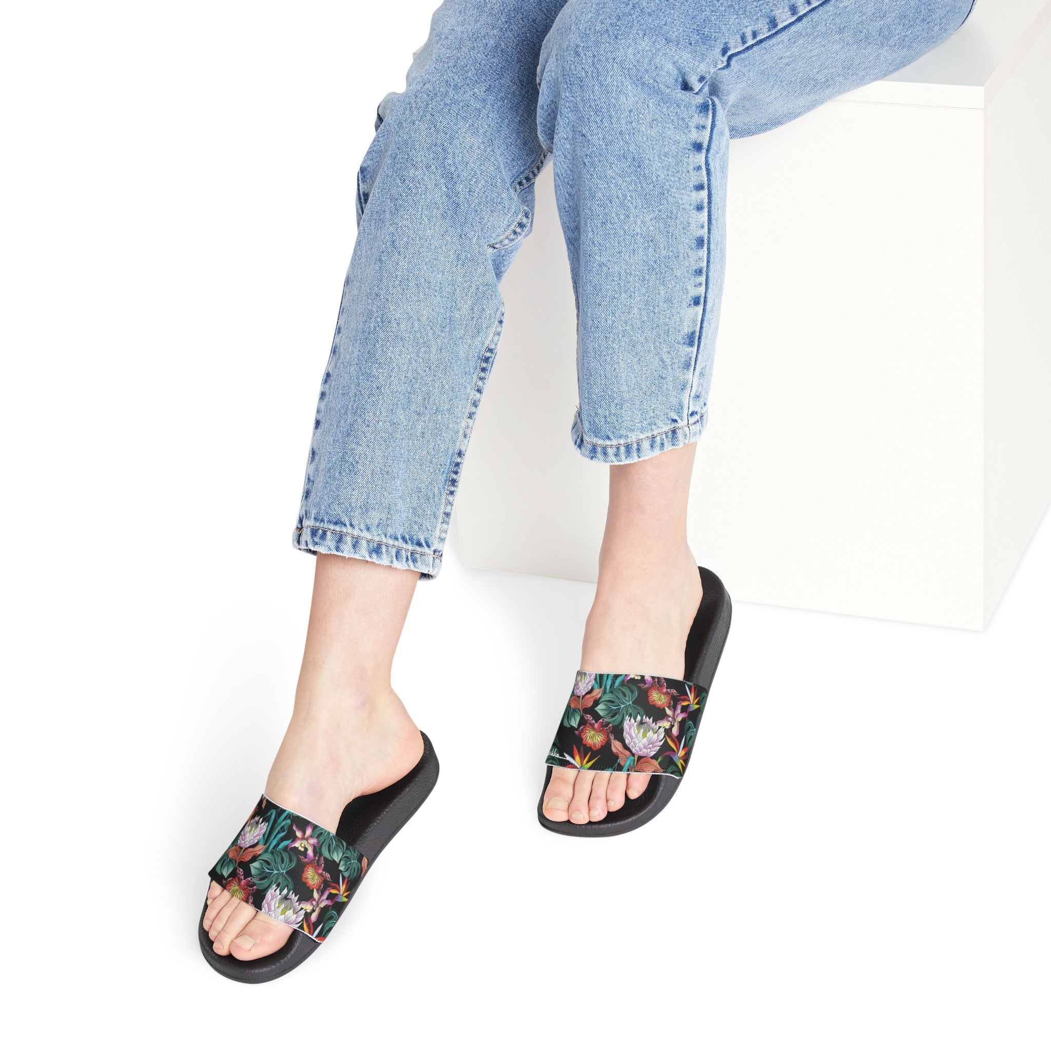 Island Escape Black Slide Sandals