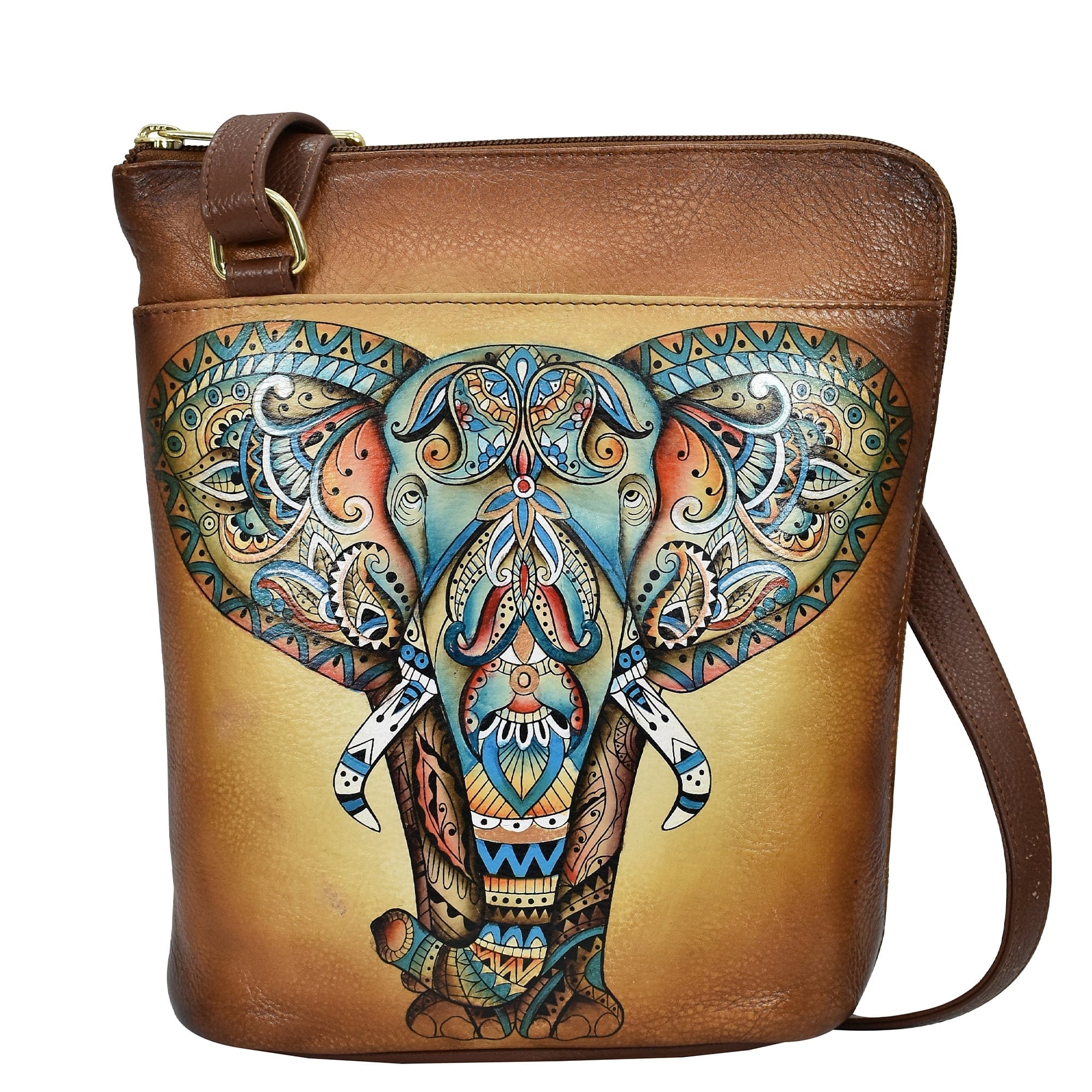 Elephant Mandala Organizer Crossbody With Extended Side Zipper - 493