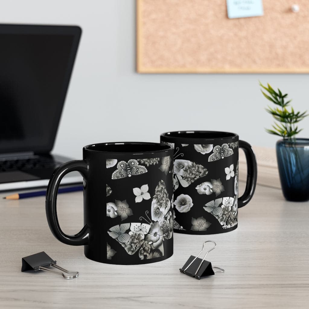 Butterfly Mosaic Black Coffee Mug (11 oz.)