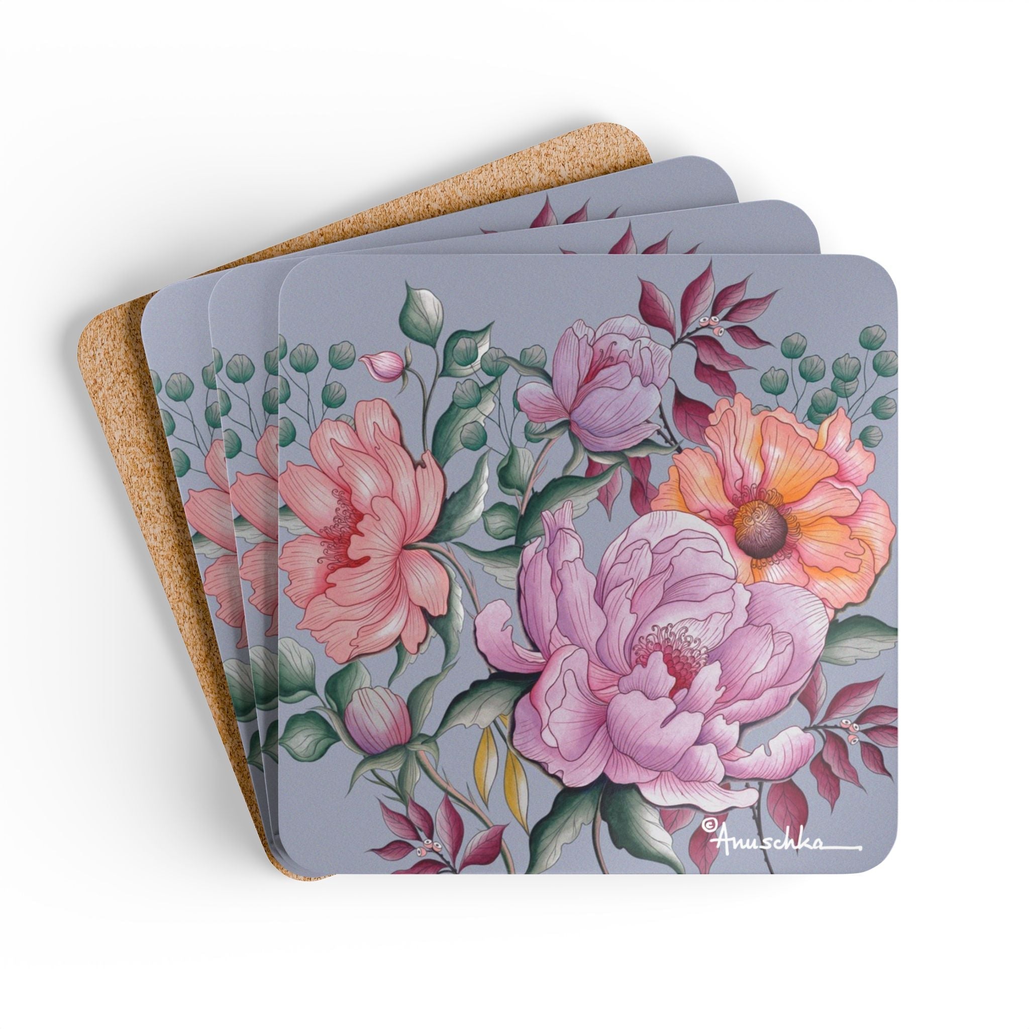 Bel Fiori Corkwood Coaster Set