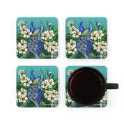 Peacock Love Cork Back Coaster