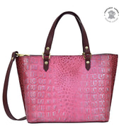 Croc Embossed Berry Medium Tote - 693