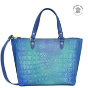 Croc Embossed Peacock Medium Tote - 693