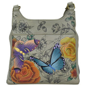 Floral Paradise Taupe Triple Compartment Satchel - 7001