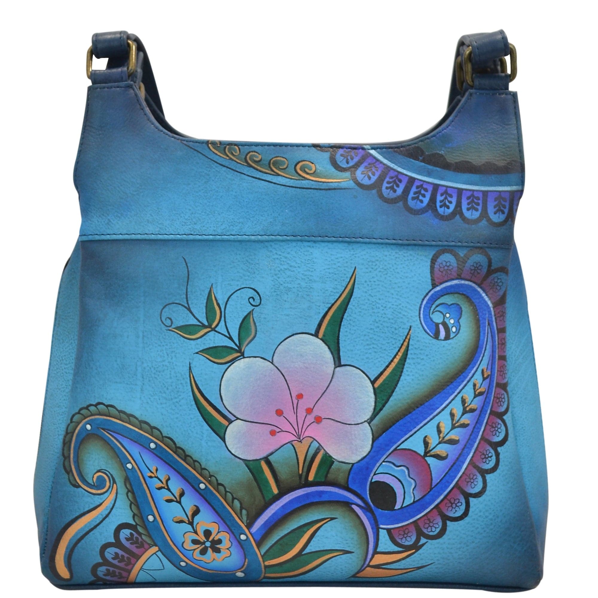 Denim Paisley Floral Triple Compartment Satchel - 7001