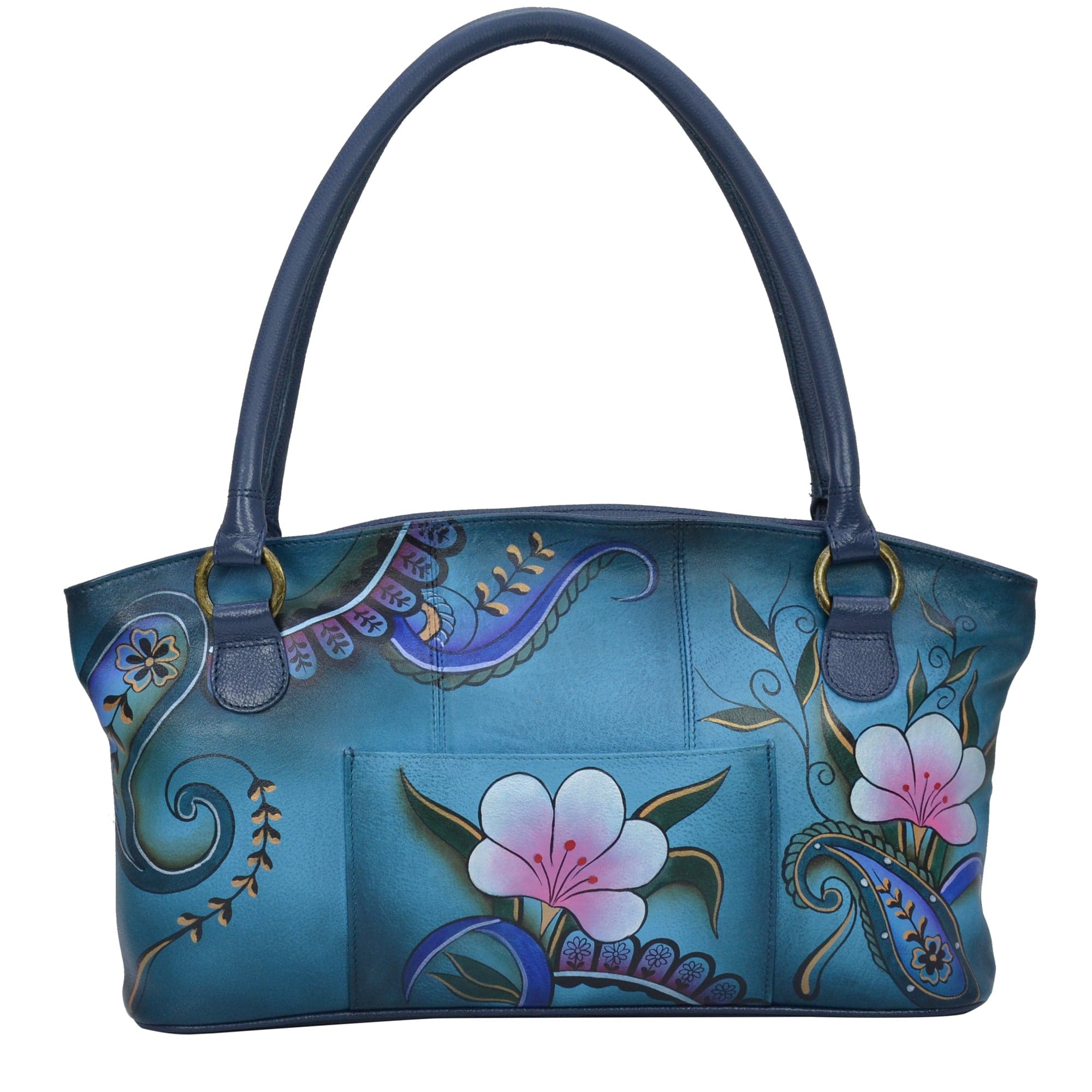 Denim Paisley Floral Wide Tote - 7015