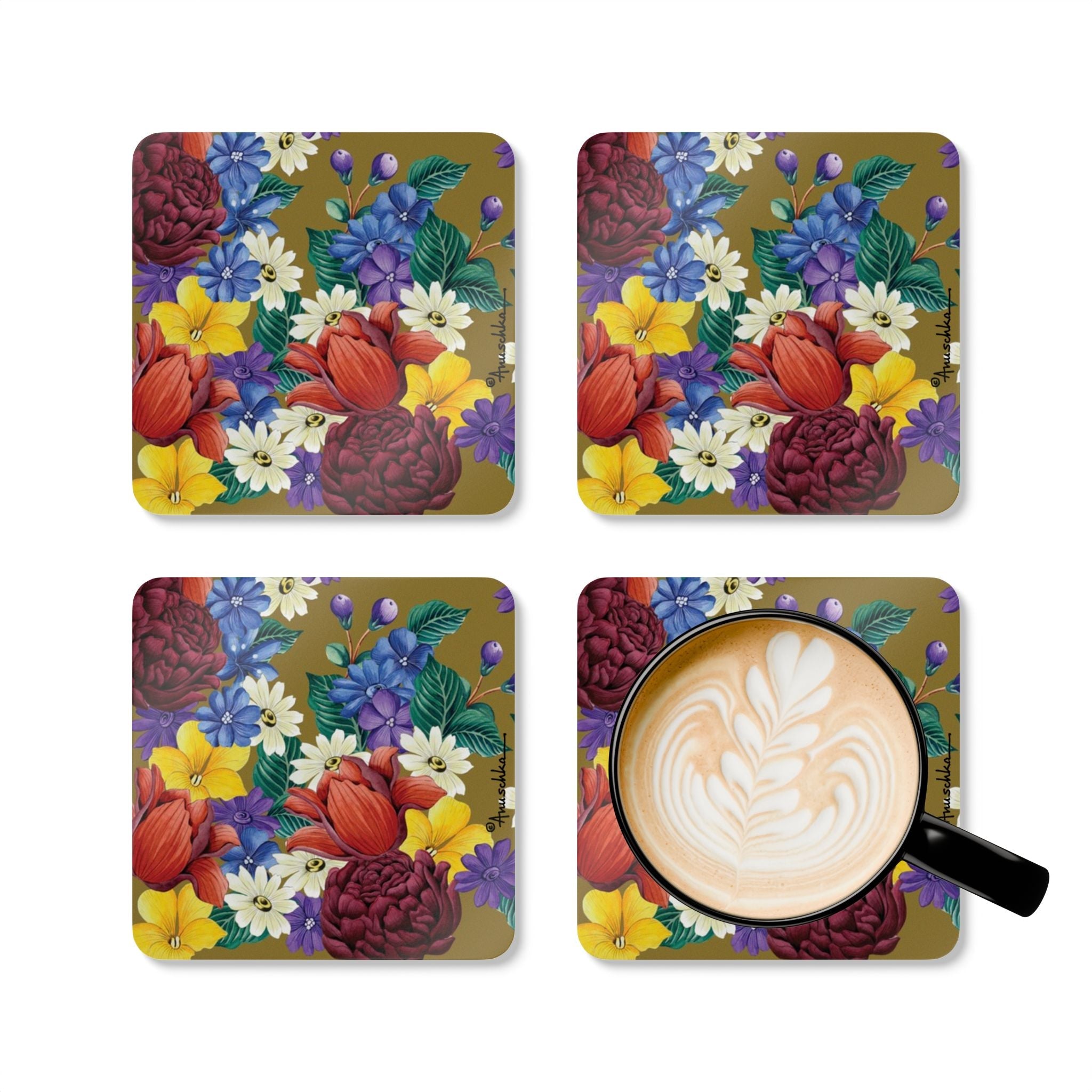 Dreamy Floral Corkwood Coaster Set