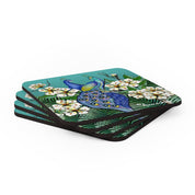 Peacock Love Cork Back Coaster