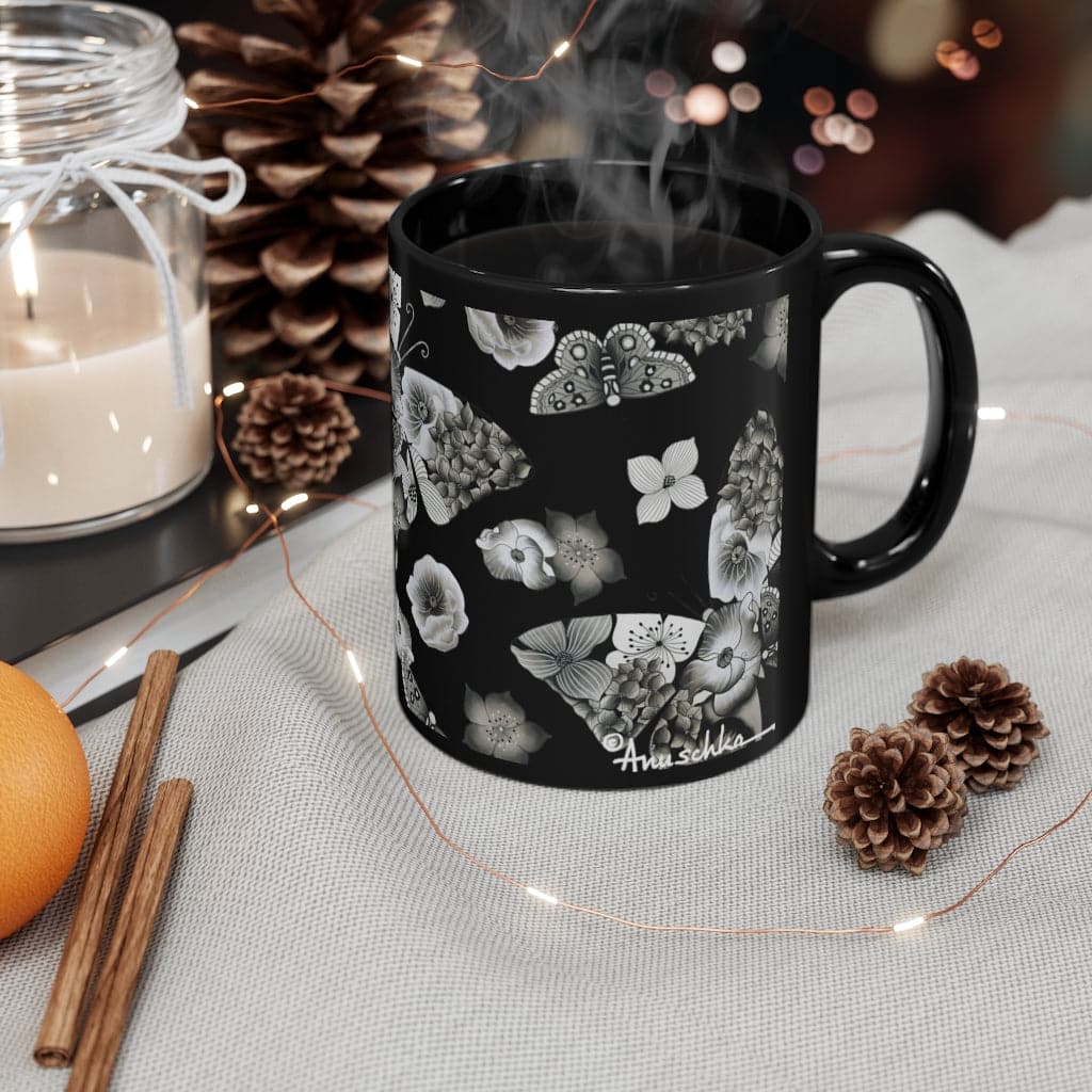Butterfly Mosaic Black Coffee Mug (11 oz.)