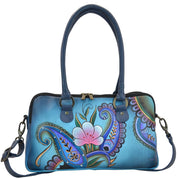 Denim Paisley Floral Multi Compartment Satchel - 8038