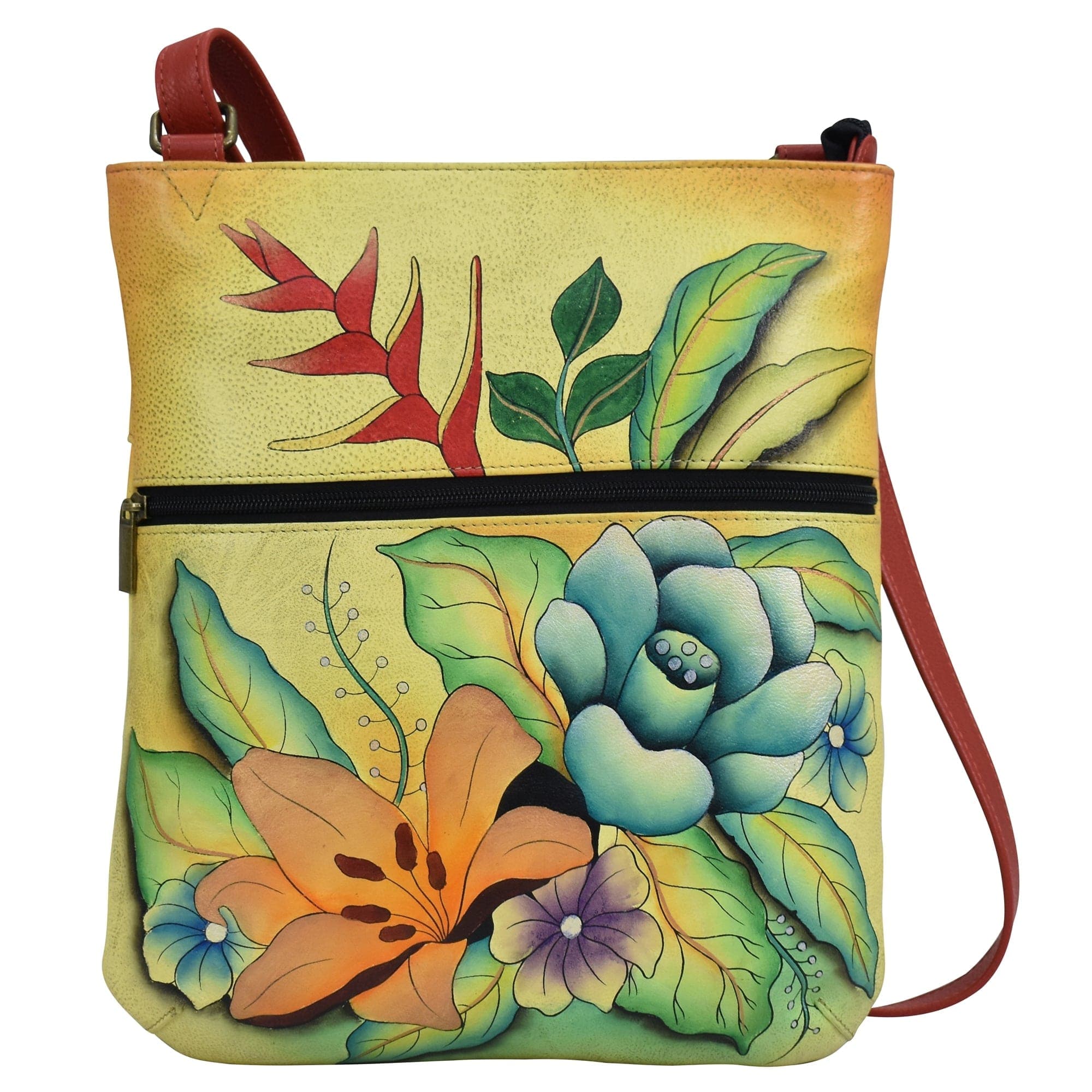 Tropical Bouquet Yellow Slim Cross Shoulder Bag - 8071