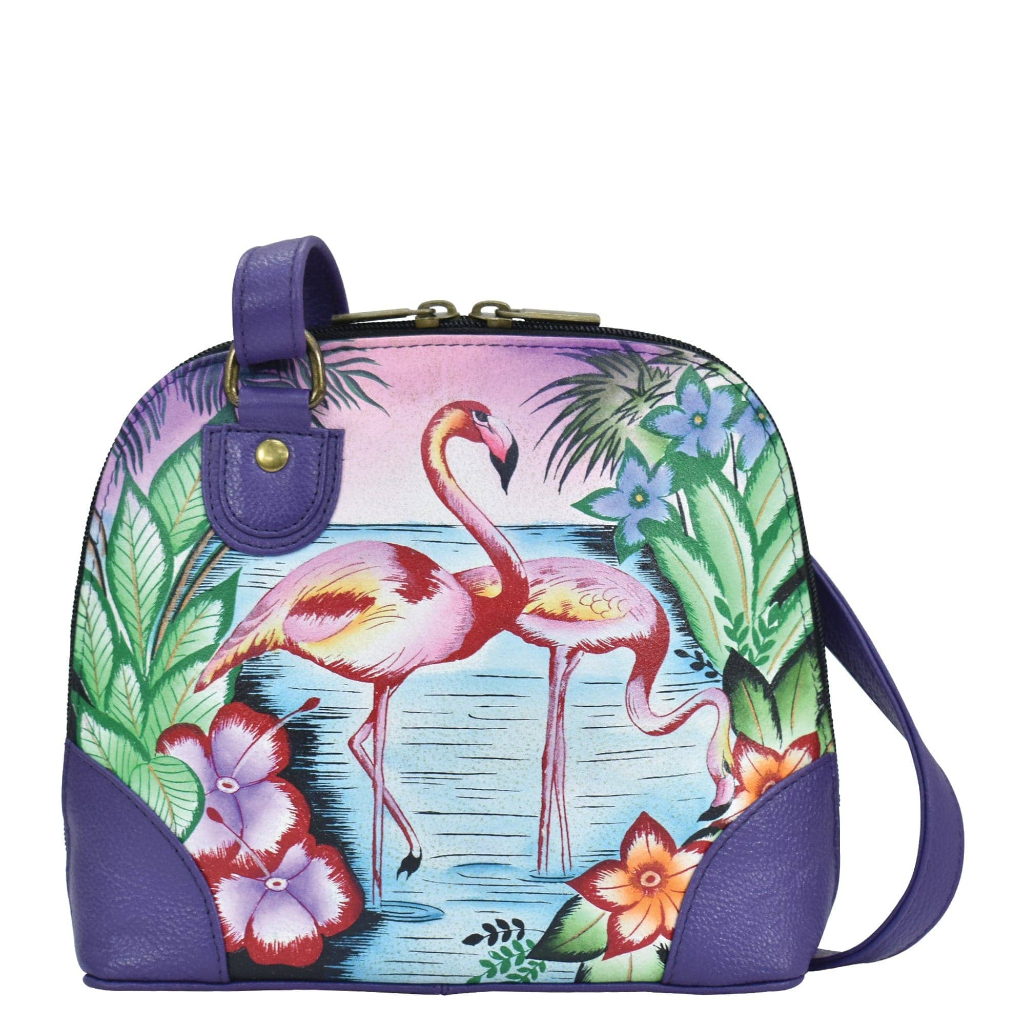 Tropical Flamingos Small Multi Compartment Zip-Around Organizer - 8109