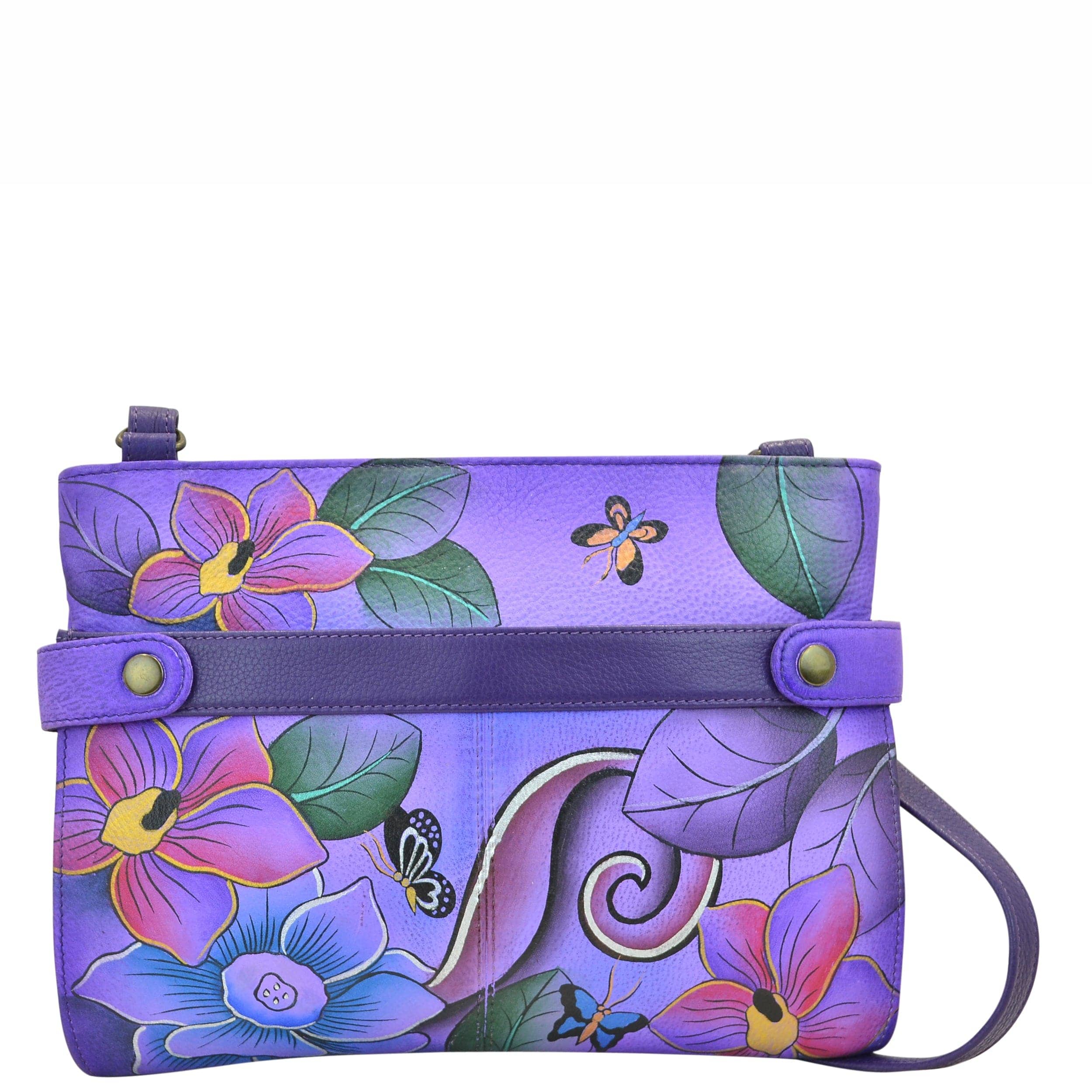 Festive Floral Eggplant Medium Crossbody - 8233