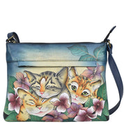 Three Kittens Blue Medium Crossbody - 8240