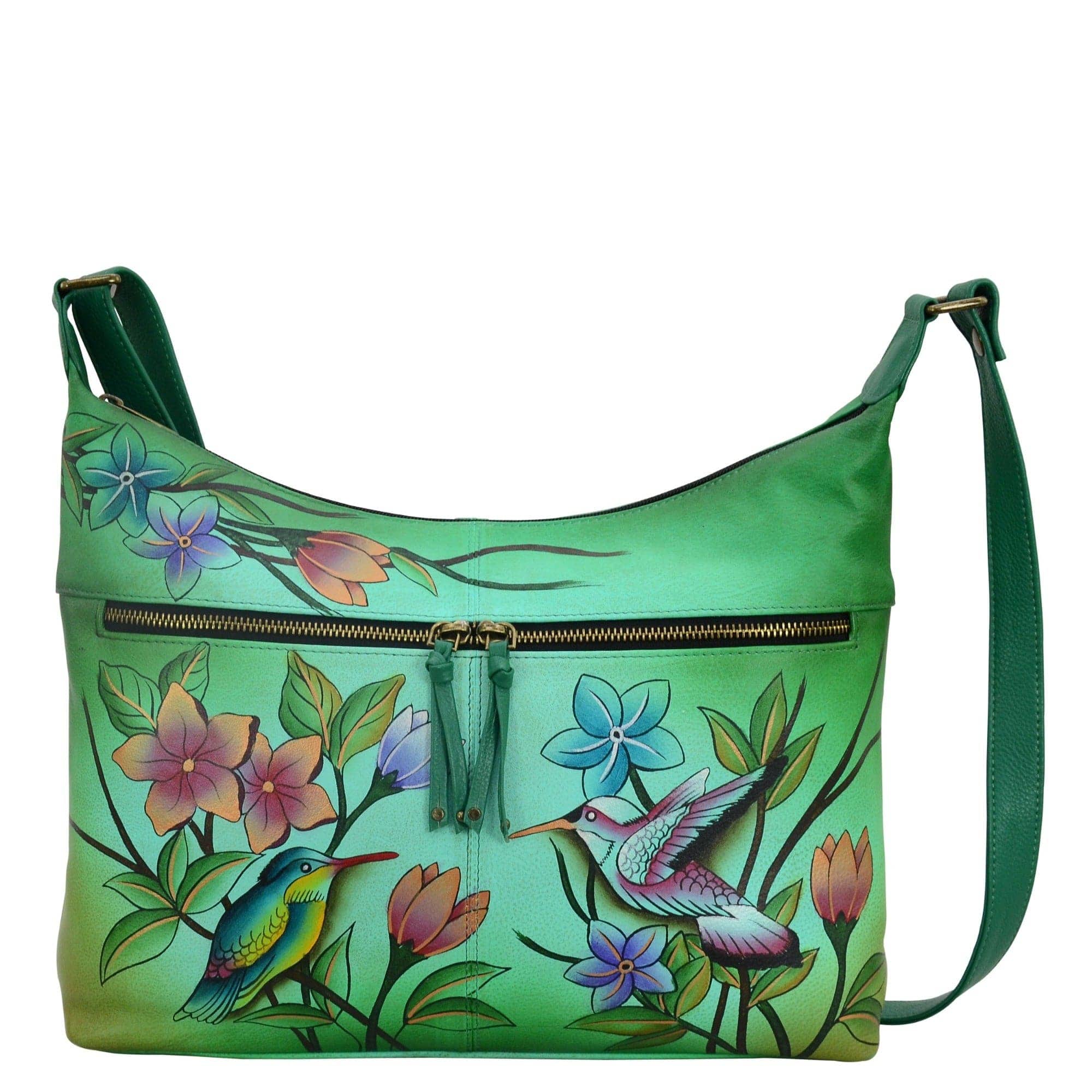 Birds in Paradise Green Shoulder Hobo - 8267