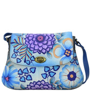 Summer Bloom Blue Medium Flap Crossbody - 8287