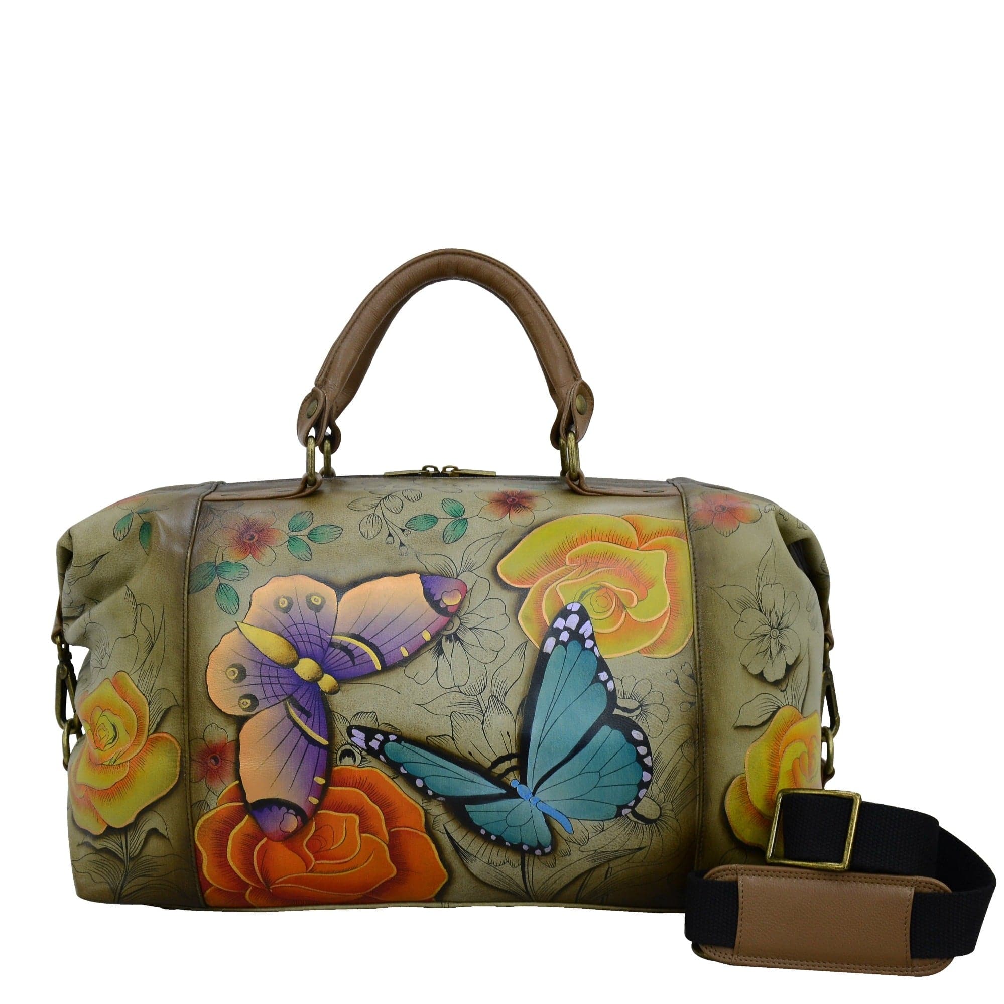 Floral Paradise Tan Large Travel Tote - 8323