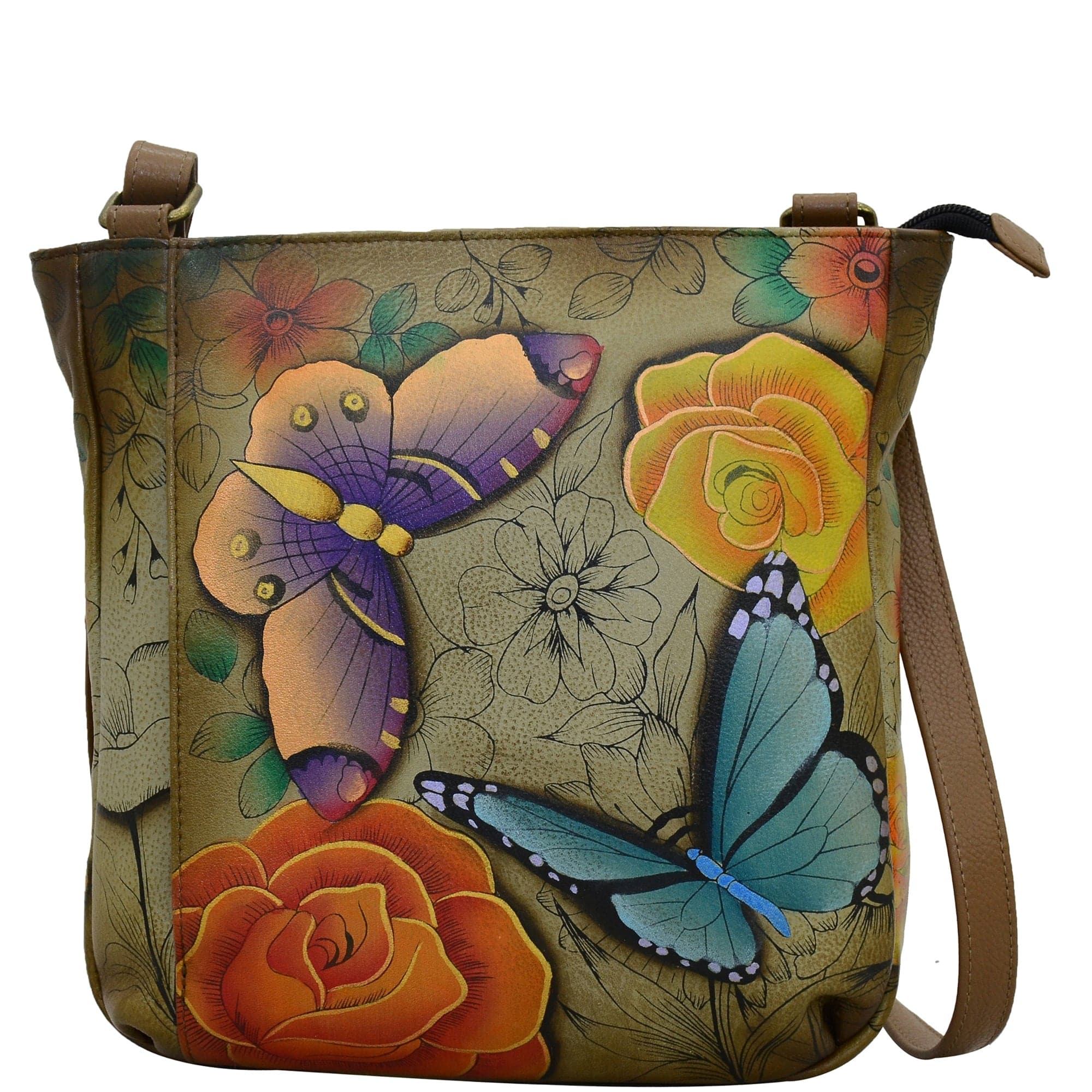 Floral Paradise Tan Medium Crossbody - 8341