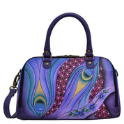 Dreamy Peacock Dewberry Wide Organizer Satchel - 8368