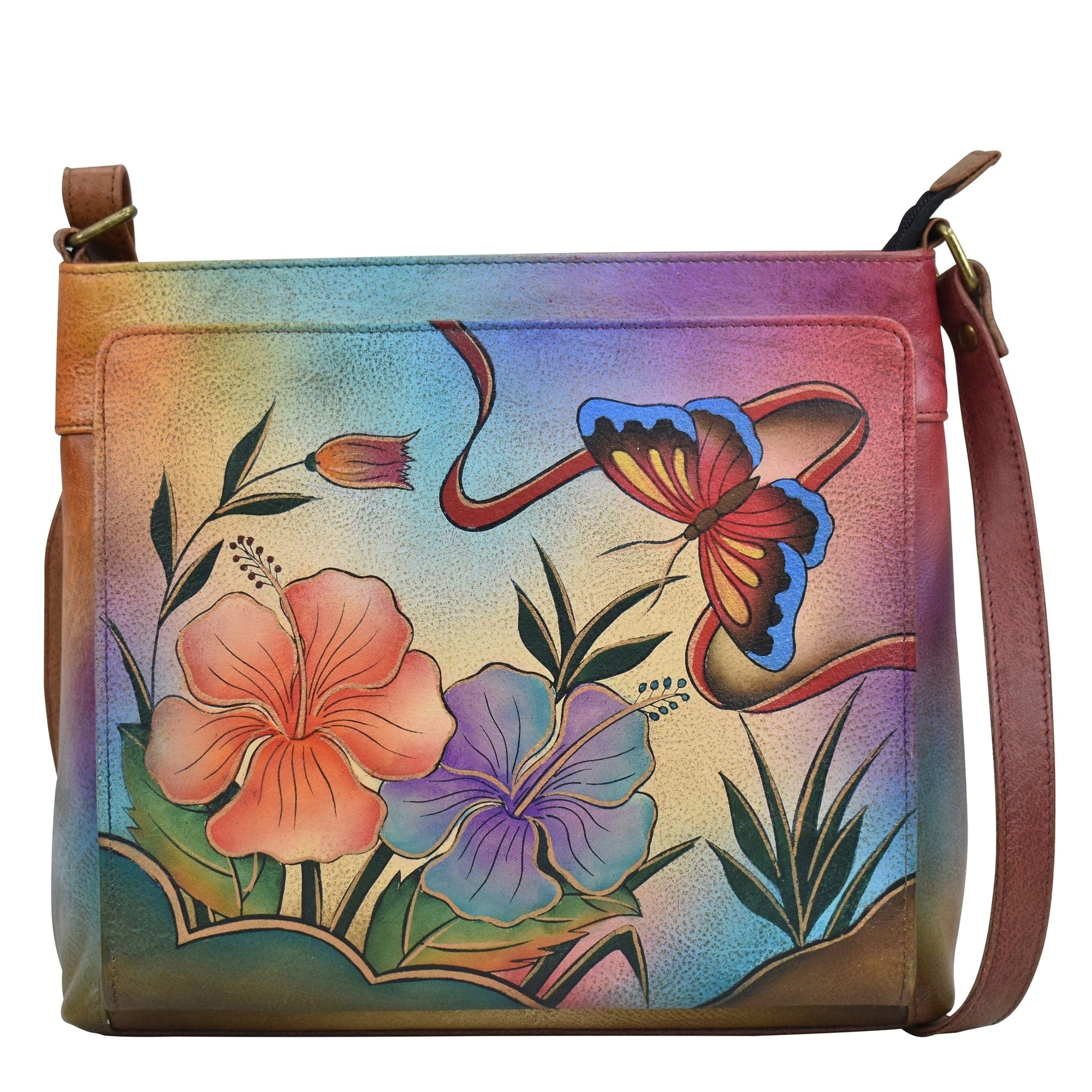 Antique Hibiscus Organizer Crossbody - 8371