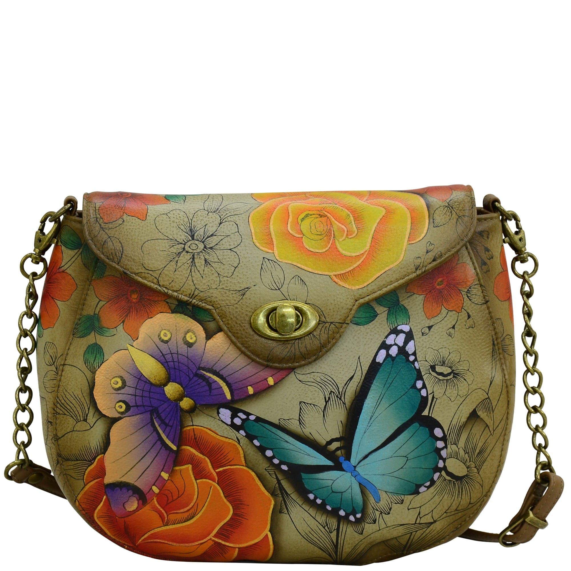 Floral Paradise Tan Sling Flap Bag - 8391