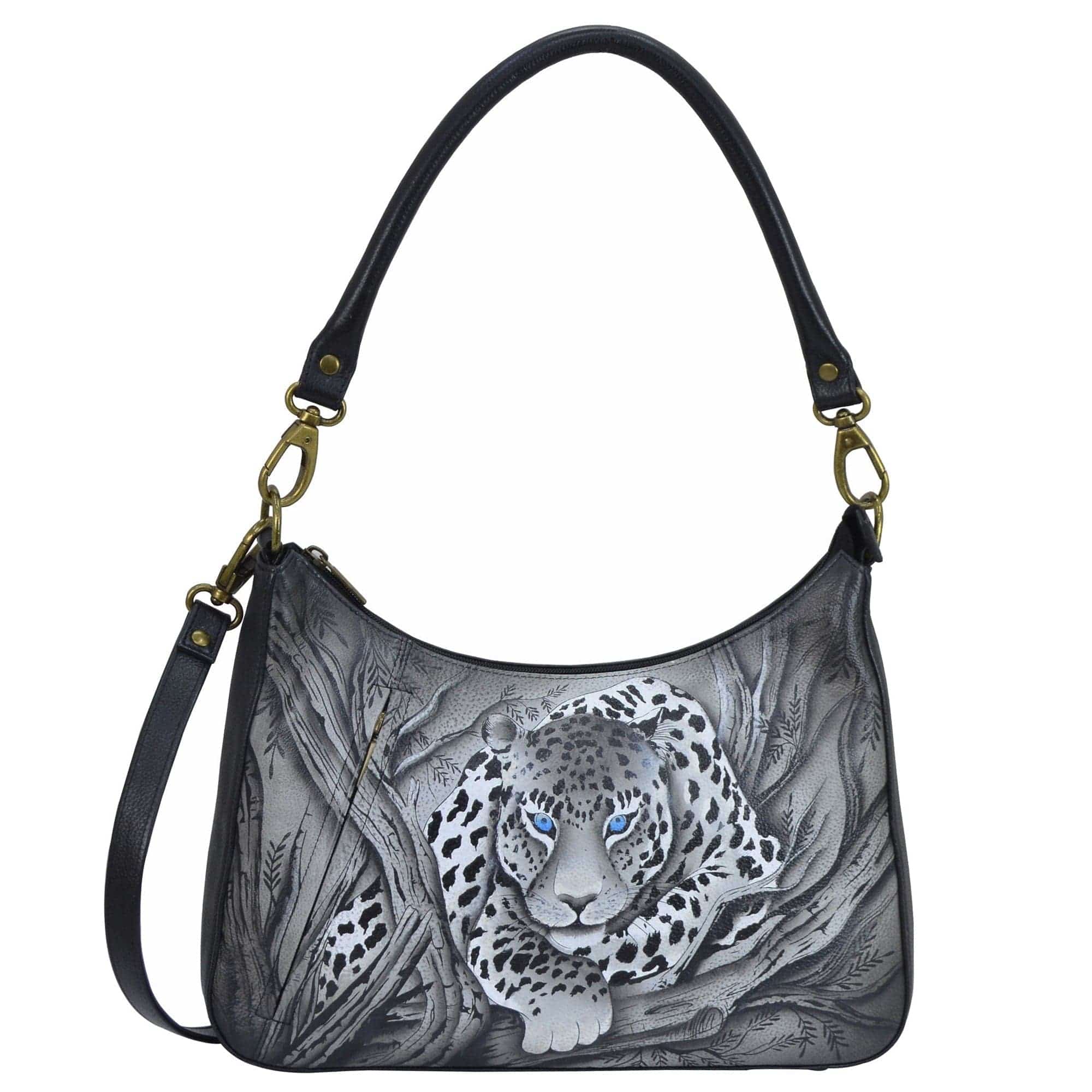 African Leopard Large Top Zip Hobo - 8487