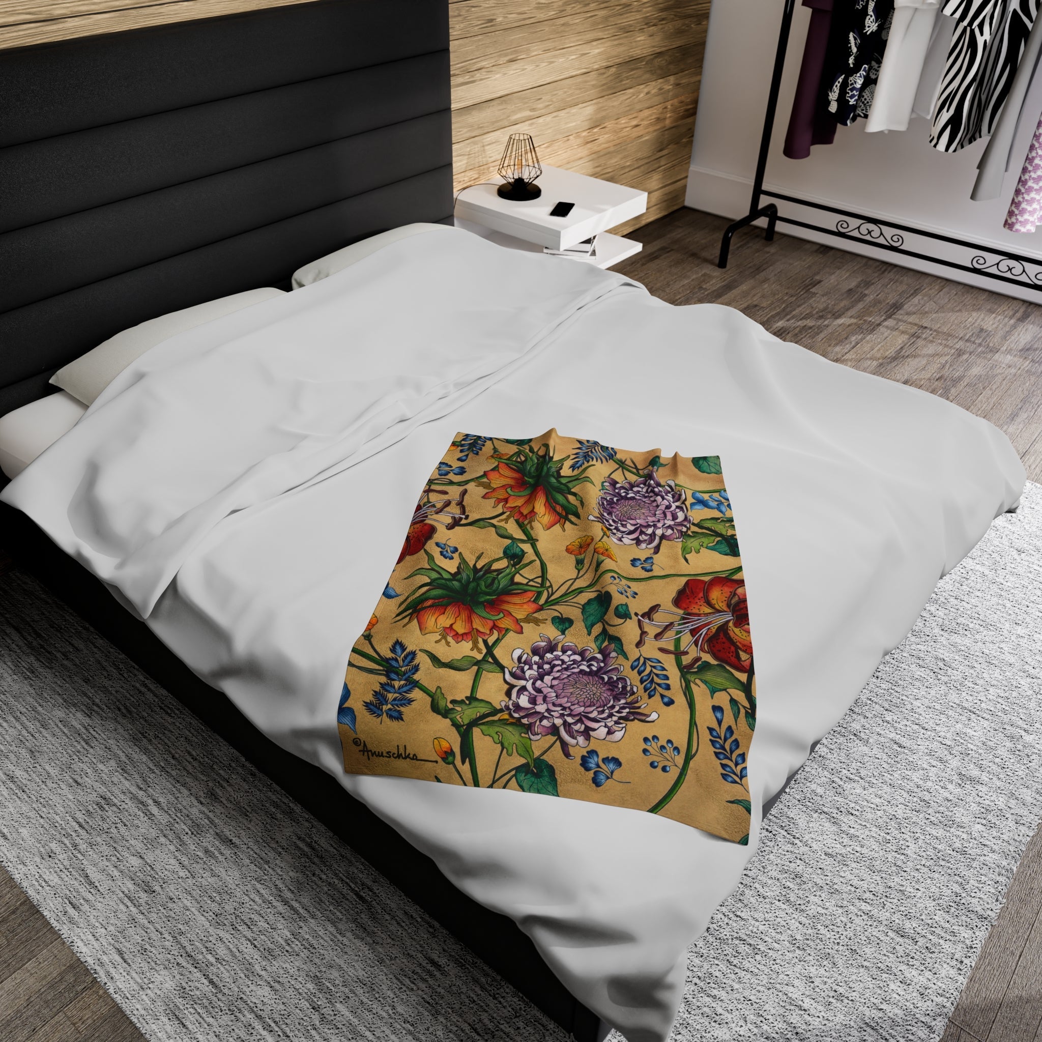 Caribbean Garden Velveteen Plush Blanket