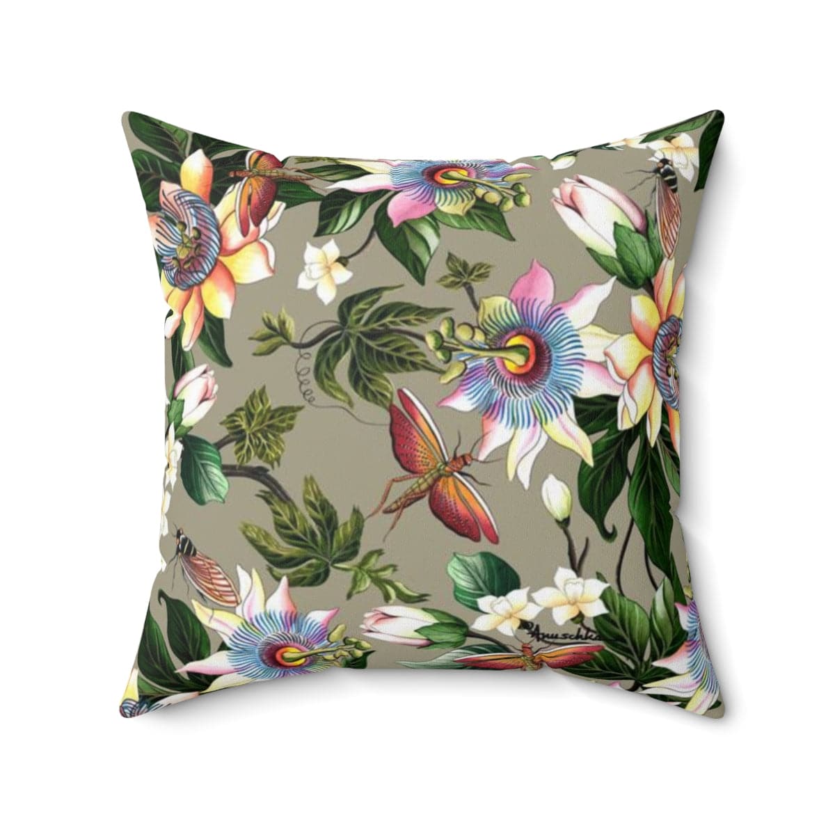 Floral Passion Polyester Square Pillow