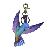 Rainbow Birds-Painted Leather Bag Charm-K0031- Keycharms