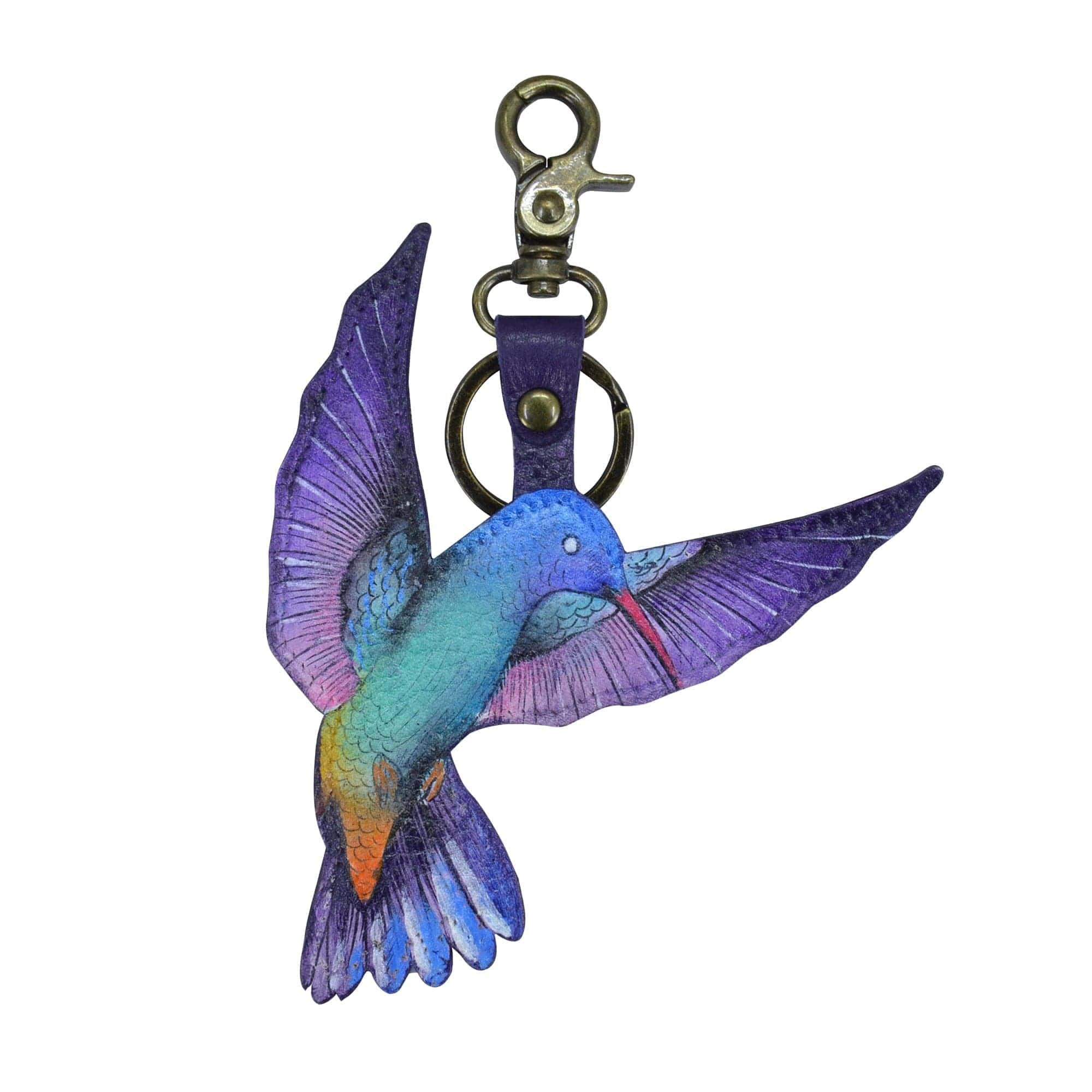 Rainbow Birds-Painted Leather Bag Charm-K0031- Keycharms