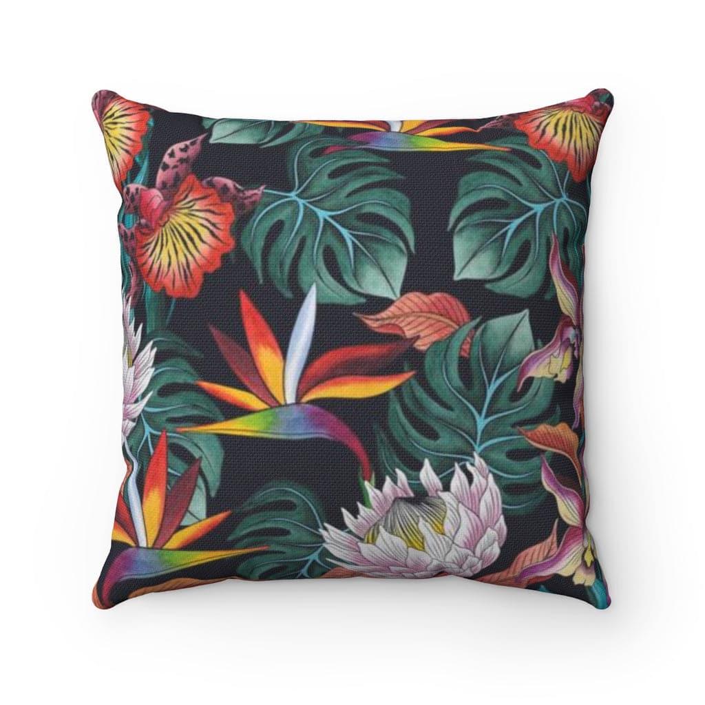 Island Escape Black Polyester Square Pillow