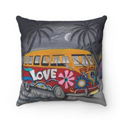 Anuschka Polyester Square Pillow, Happy Camper printing in Black color. Featuring Suitable for machine wash.