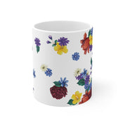 Anuschka Coffee Mug, Dreamy Floral printing in White color. Featuring can be safely placed in a microwave for food or liquid heating and suitable for dishwasher use.