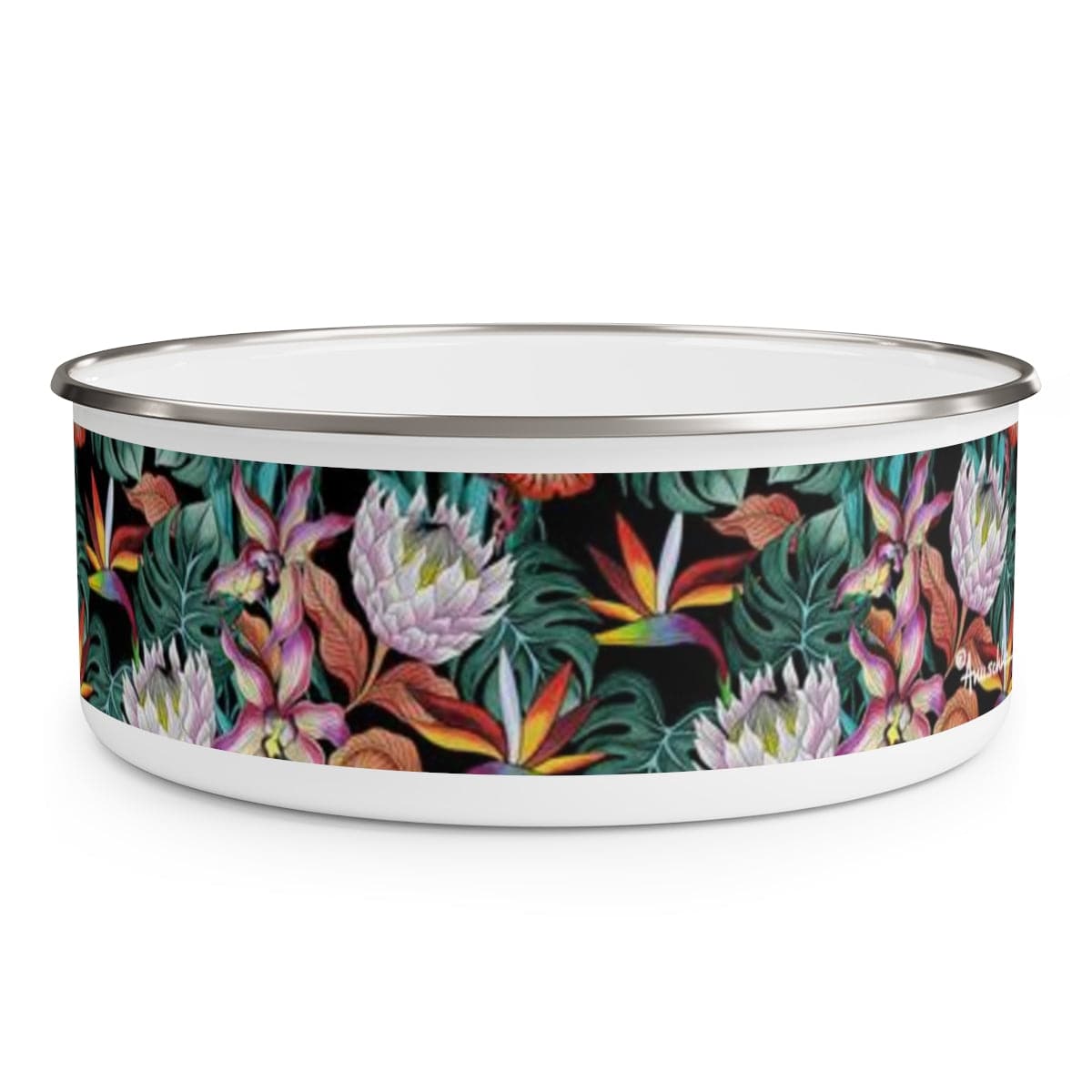 Island Escape Black Enamel Bowl